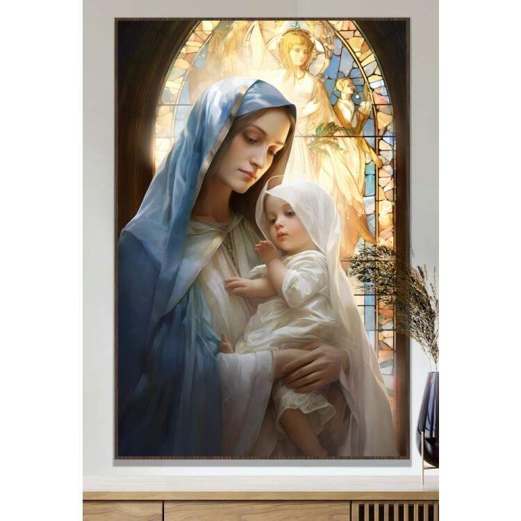 Quadro Decorativo Nossa Senhora da Abadia e Menino Jesus