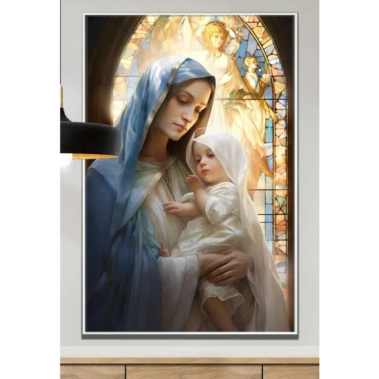 Quadro Decorativo Nossa Senhora da Abadia e Menino Jesus