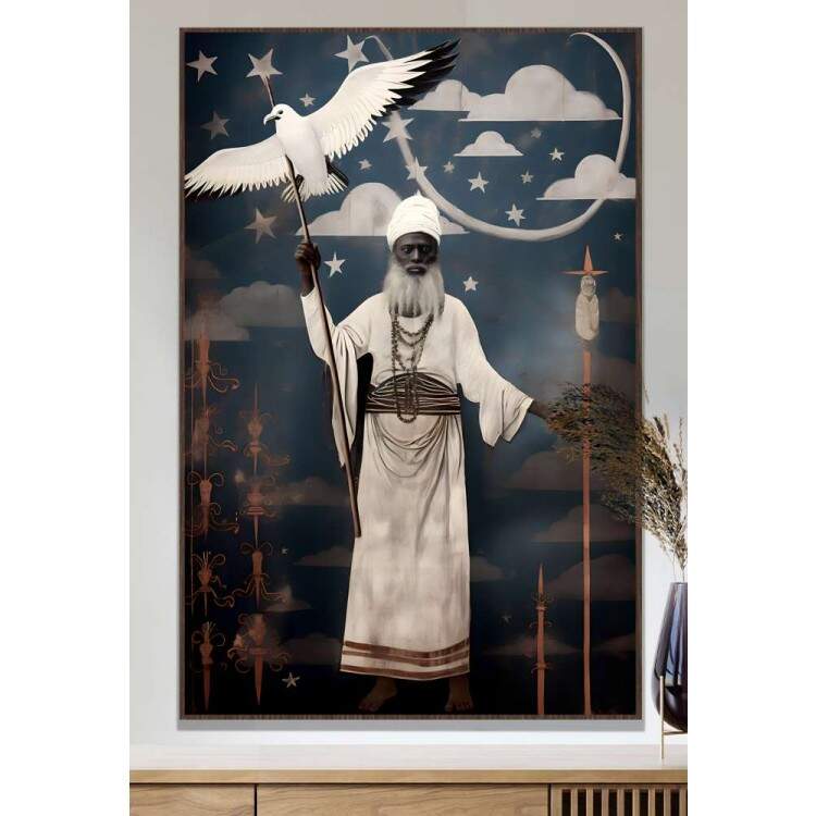 Quadro Decorativo Oxla com Fundo Azul e Nuvens