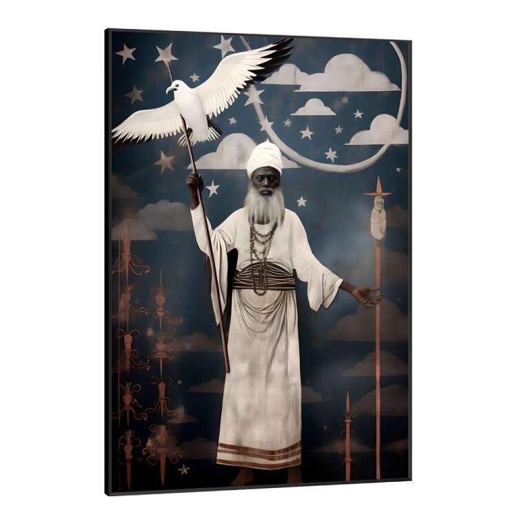Quadro Decorativo Oxla com Fundo Azul e Nuvens