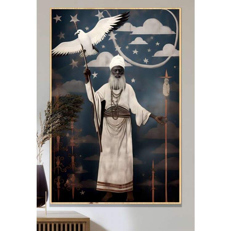 Quadro Decorativo Oxla com Fundo Azul e Nuvens