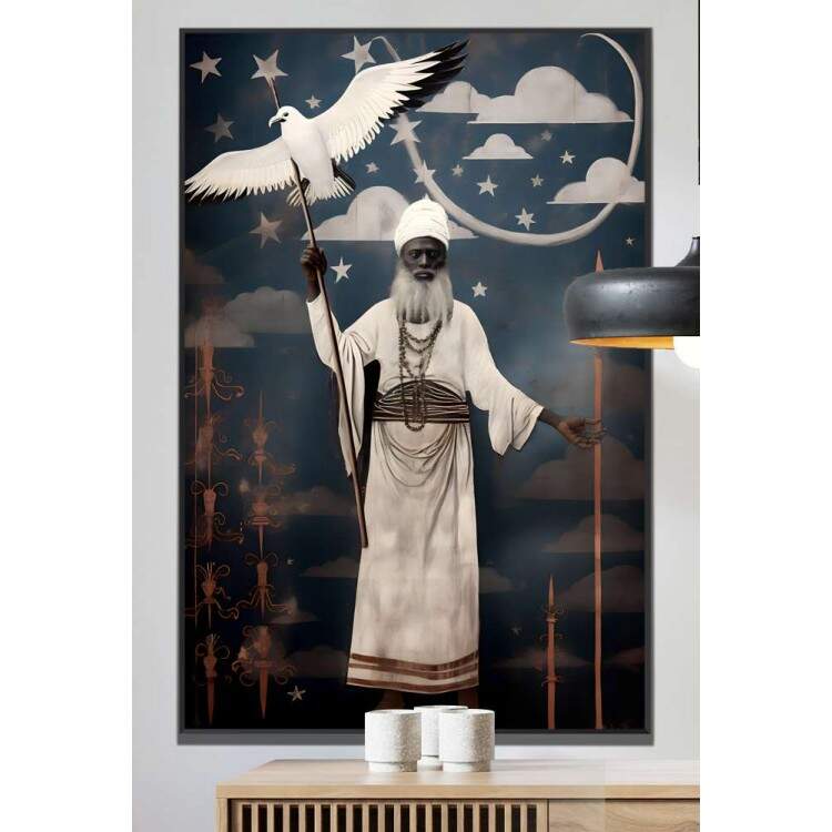 Quadro Decorativo Oxla com Fundo Azul e Nuvens