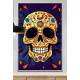 Quadro Decorativo Caveira Mexicana Amarela Fundo Azul