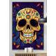Quadro Decorativo Caveira Mexicana Amarela Fundo Azul