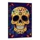 Quadro Decorativo Caveira Mexicana Amarela Fundo Azul