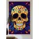 Quadro Decorativo Caveira Mexicana Amarela Fundo Azul