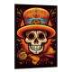 Quadro Decorativo Caveira Mexicana Branca Com Detalhes Laranjas