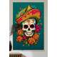 Quadro Decorativo Caveira Mexicana Com Chap�u de Nachos