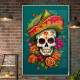 Quadro Decorativo Caveira Mexicana Com Chap�u de Nachos