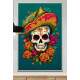 Quadro Decorativo Caveira Mexicana Com Chap�u de Nachos