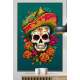 Quadro Decorativo Caveira Mexicana Com Chap�u de Nachos