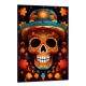 Quadro Decorativo Caveira Mexicana Laranja Com Chap�u Verde-�gua