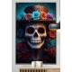 Quadro Decorativo Caveira Mexicana Realista Com Chap�u De Flores