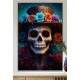 Quadro Decorativo Caveira Mexicana Realista Com Chap�u De Flores