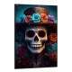 Quadro Decorativo Caveira Mexicana Realista Com Chap�u De Flores