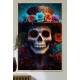 Quadro Decorativo Caveira Mexicana Realista Com Chap�u De Flores