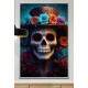 Quadro Decorativo Caveira Mexicana Realista Com Chap�u De Flores