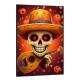 Quadro Decorativo Caveira Mexicana Tocando Viol�o Tons de Laranja