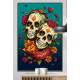 Quadro Decorativo Duas Caveiras Mexicanas Com Fundo Verde