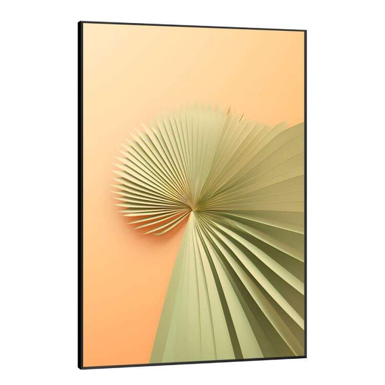 Quadro Decorativo Abstrato Detalhes Verdes Fundo Laranja