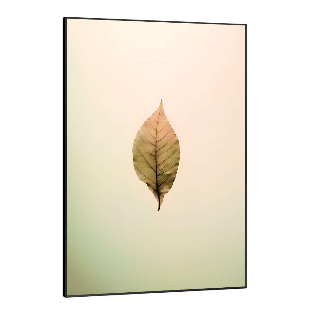 Quadro Decorativo Arte Minimalista Folha Seca Fundo Claro