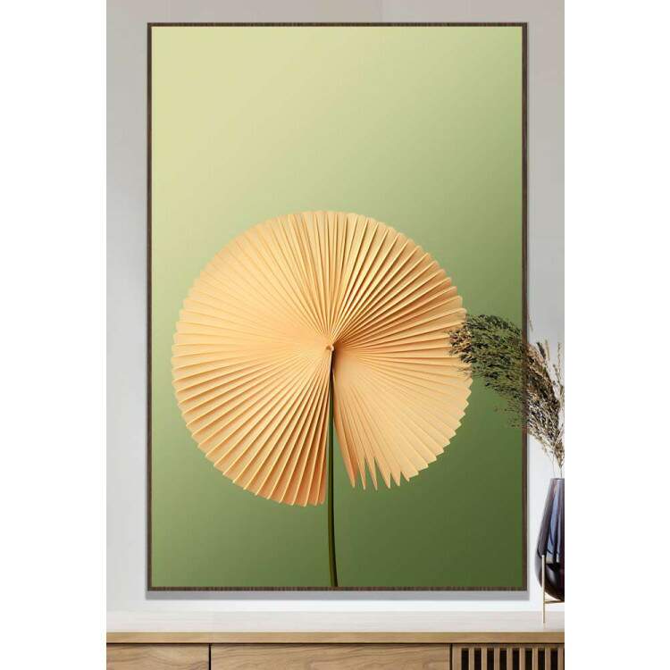 Quadro Decorativo Crculo Laranja Fundo Verde