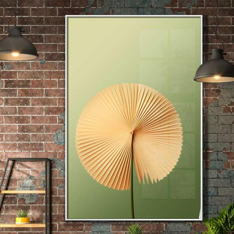 Quadro Decorativo Crculo Laranja Fundo Verde