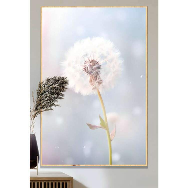Quadro Decorativo Dente-de-Leo Tons de Rosa e Azul