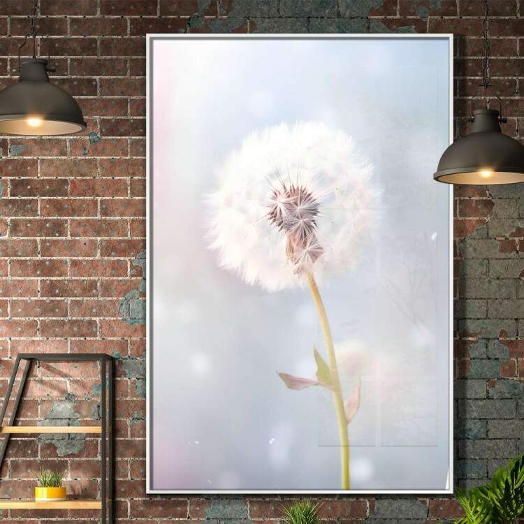 Quadro Decorativo Dente-de-Leo Tons de Rosa e Azul