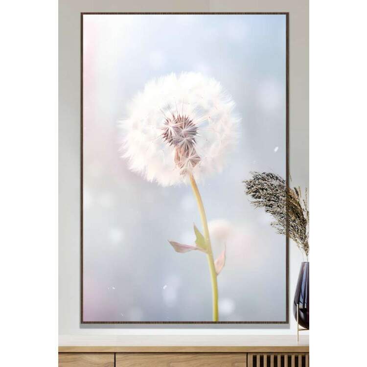 Quadro Decorativo Dente-de-Leo Tons de Rosa e Azul