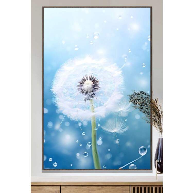 Quadro Decorativo Dente-de-Leo Voando com Fundo Azul