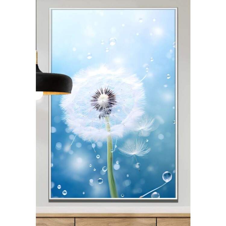 Quadro Decorativo Dente-de-Leo Voando com Fundo Azul