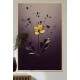 Quadro Decorativo Flor Amarela Minimalista Fundo Roxo
