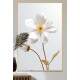 Quadro Decorativo Flor Com Caule Dourado e Fundo Branco