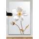 Quadro Decorativo Flor Com Caule Dourado e Fundo Branco