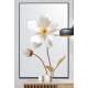 Quadro Decorativo Flor Com Caule Dourado e Fundo Branco