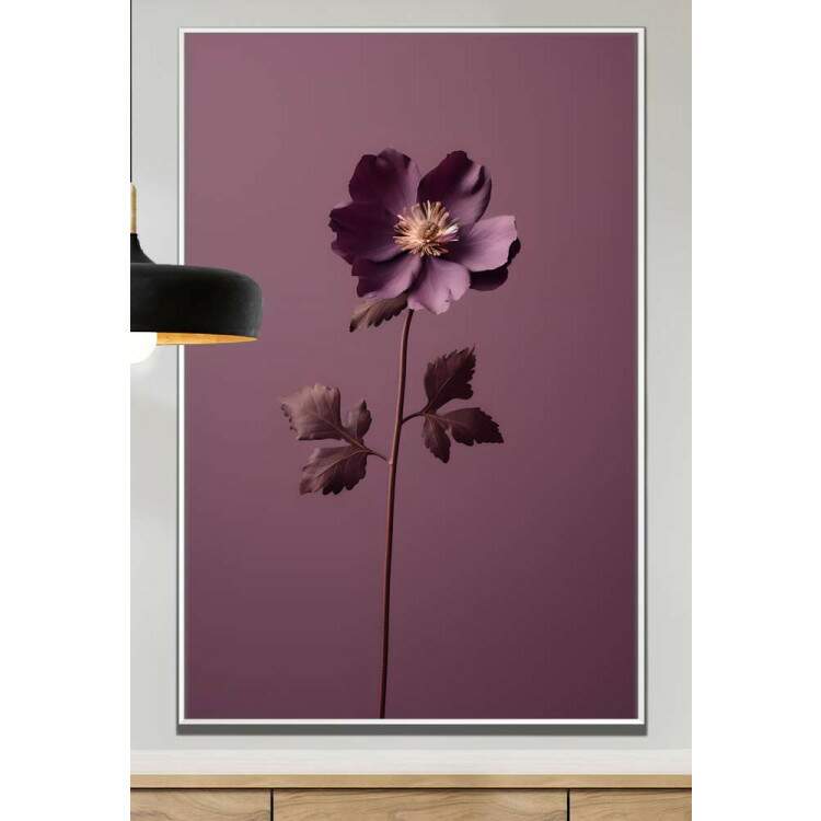 Quadro Decorativo Flor Roxa Fundo Roxo