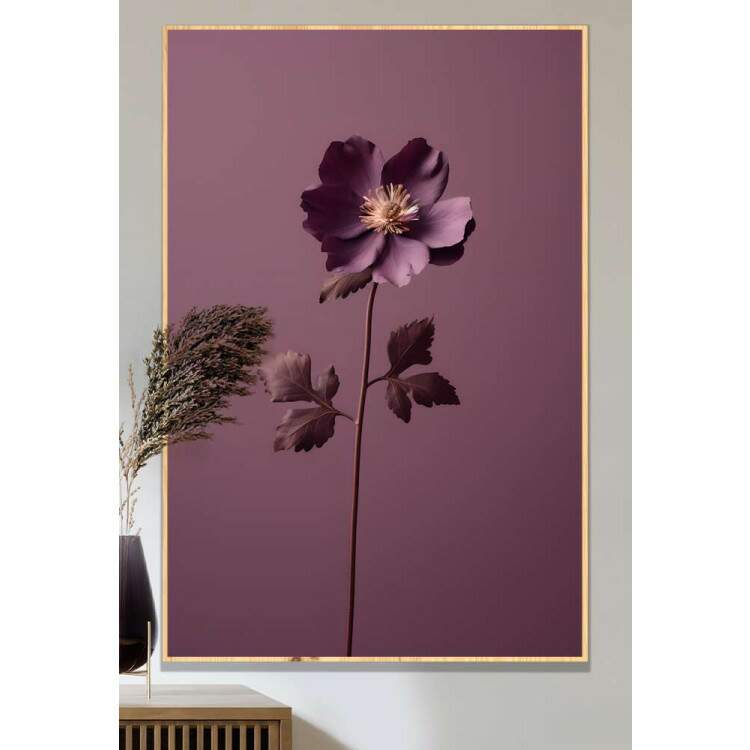 Quadro Decorativo Flor Roxa Fundo Roxo