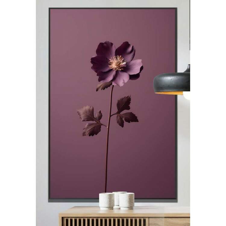Quadro Decorativo Flor Roxa Fundo Roxo