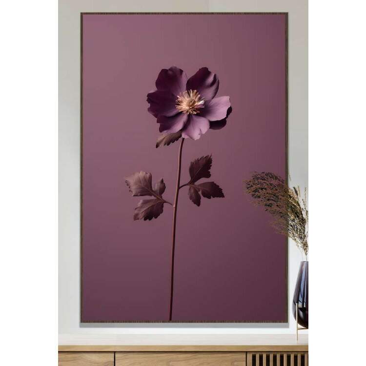 Quadro Decorativo Flor Roxa Fundo Roxo