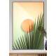 Quadro Decorativo Folha de Palmeira Com C�rculo Laranja no Centro Boho