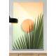 Quadro Decorativo Folha de Palmeira Com C�rculo Laranja no Centro Boho