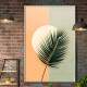 Quadro Decorativo Folha de Palmeira Com C�rculo Tons de Laranja e Verde Boho