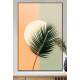Quadro Decorativo Folha de Palmeira Com C�rculo Tons de Laranja e Verde Boho