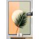 Quadro Decorativo Folha de Palmeira Com C�rculo Tons de Laranja e Verde Boho
