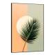 Quadro Decorativo Folha de Palmeira Com C�rculo Tons de Laranja e Verde Boho