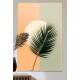 Quadro Decorativo Folha de Palmeira Com C�rculo Tons de Laranja e Verde Boho