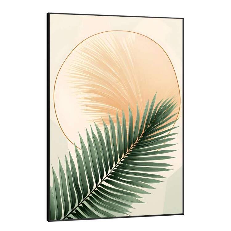 Quadro Decorativo Folha de Palmeira Tons de Laranja Pastel