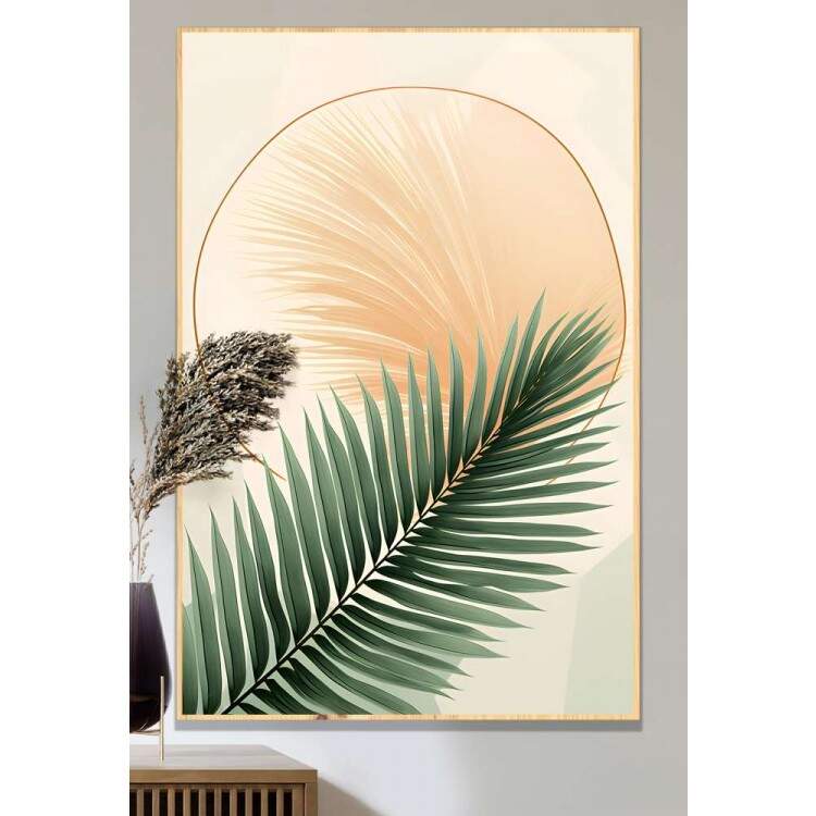 Quadro Decorativo Folha de Palmeira Tons de Laranja Pastel Boho