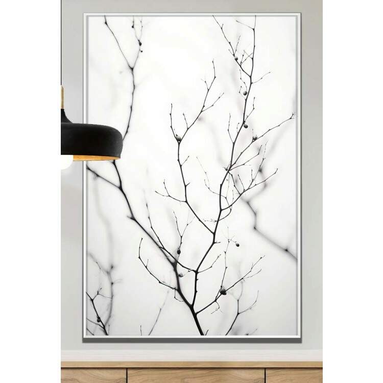 Quadro Decorativo Galho Com Folhas Secas Com Fundo Embaado